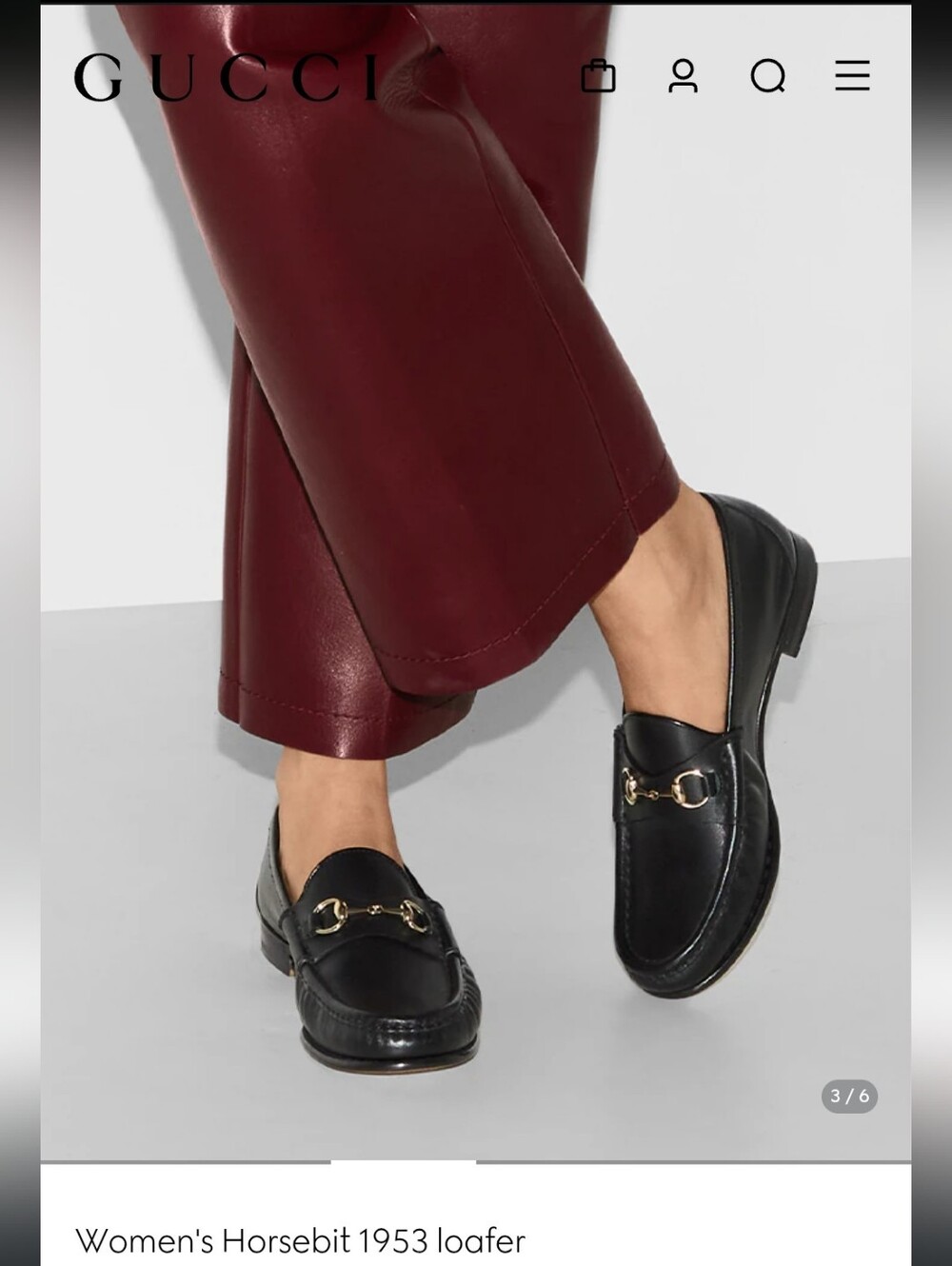 Gucci 1953 Womens Black Leather Horsebit Slip-On Loafers